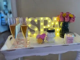 A table with LED SPA decor